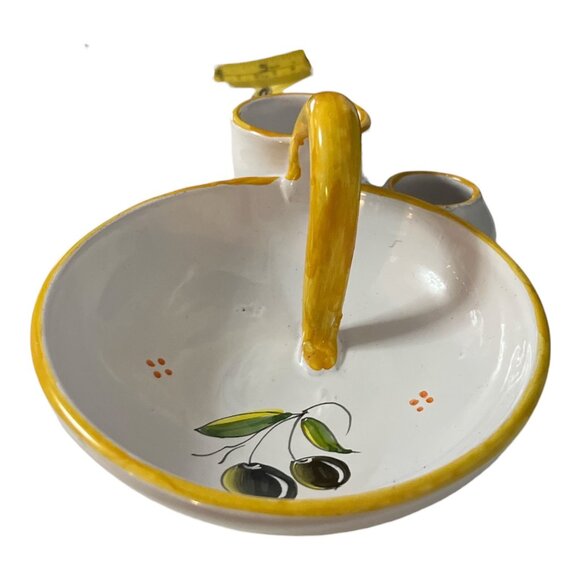 Vtg Hand-Painted Spanish Ceramic Olive Oil Cruet Condiment Caddy - Picture 4 of 6